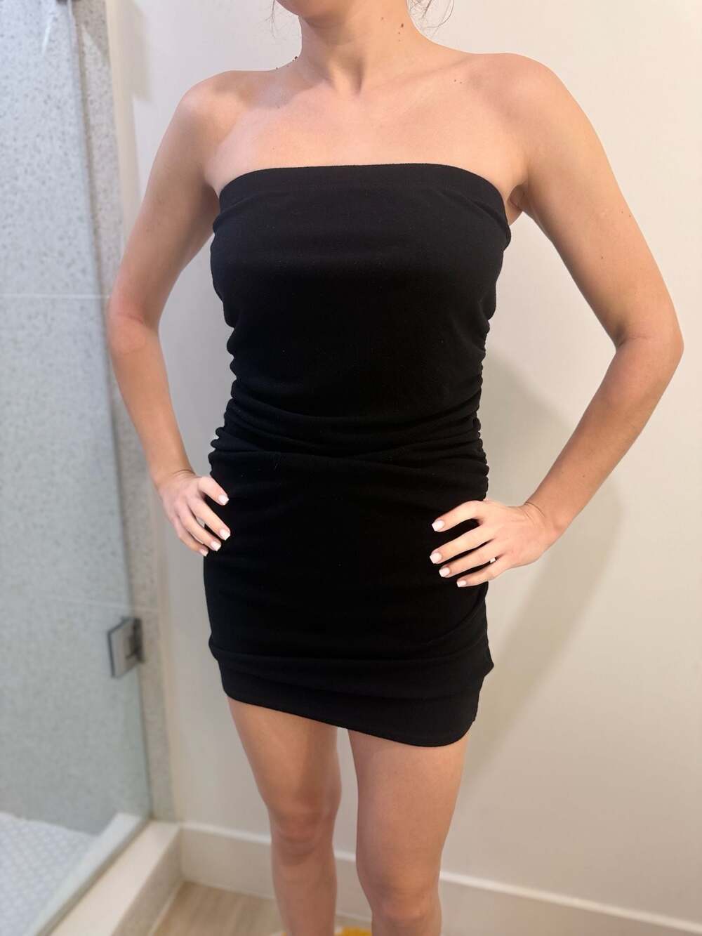 Free People EP Beach Black Ruched Strapless Tube Mini Dress